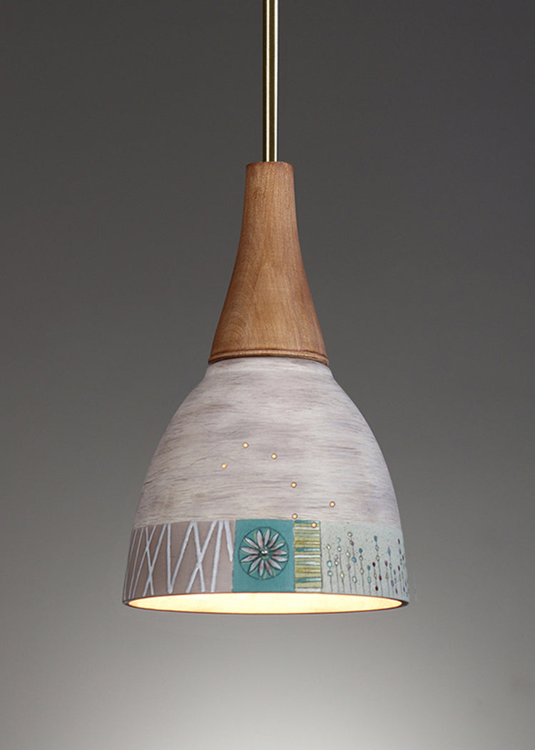 Janna Ugone &amp; Co Pendant Lights Raw Brass Hanging Ceramic Lamp in Modern Field