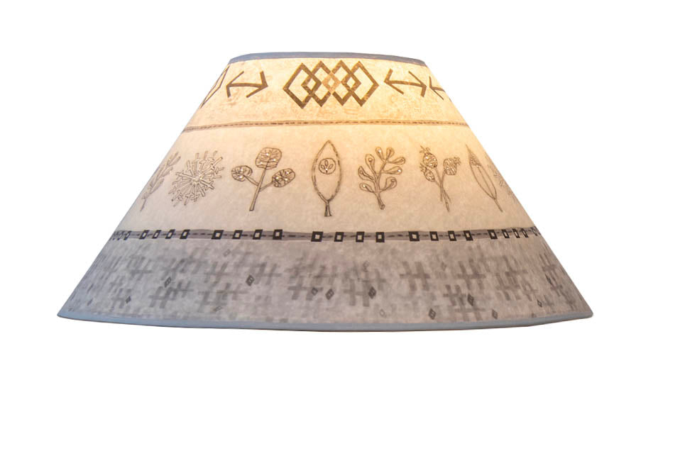 Janna Ugone & Co Lamp Shades Large Conical Lamp Shade in Woven & Sprig in Mist