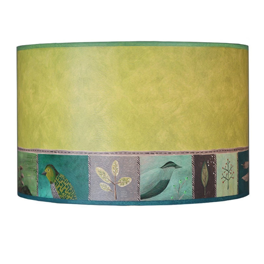 Large Drum Lamp Shade in Woodland Trails in Leaf