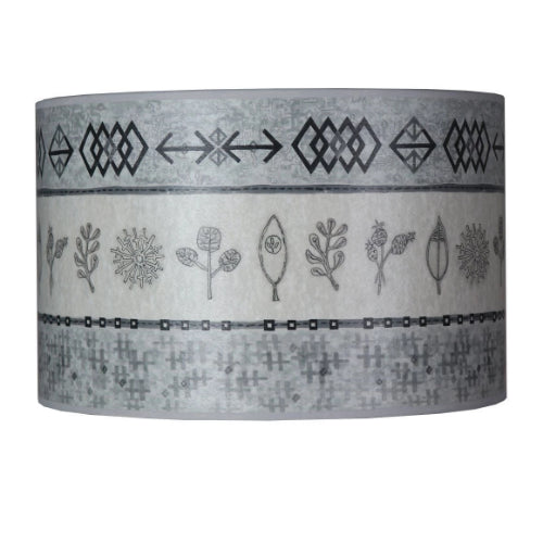 Janna Ugone & Co Lamp Shades Large Drum Lamp Shade in Woven & Sprig in Mist