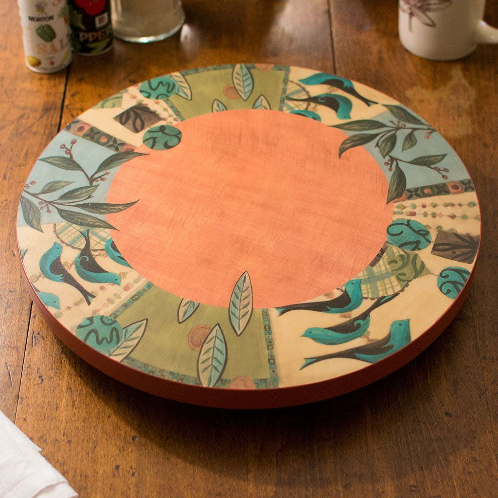 New Capri Spice Lazy Susan on Wood Table - Side View