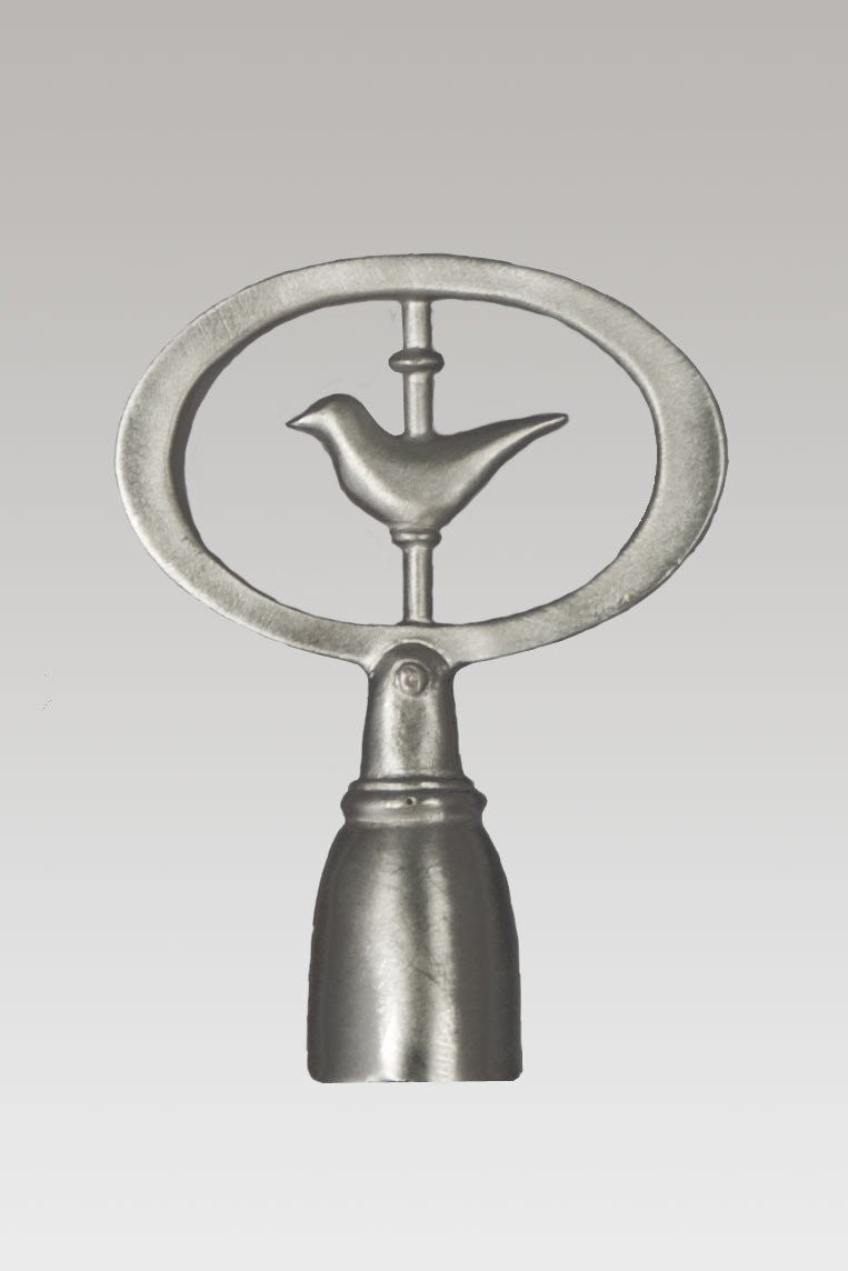 Janna Ugone &amp; Co Finials Satin Pewter Lamp Finial in Oval Bird