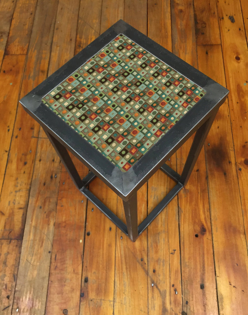 Janna Ugone &amp; Co Steel Tables Square Steel Accent Table in Mosaic