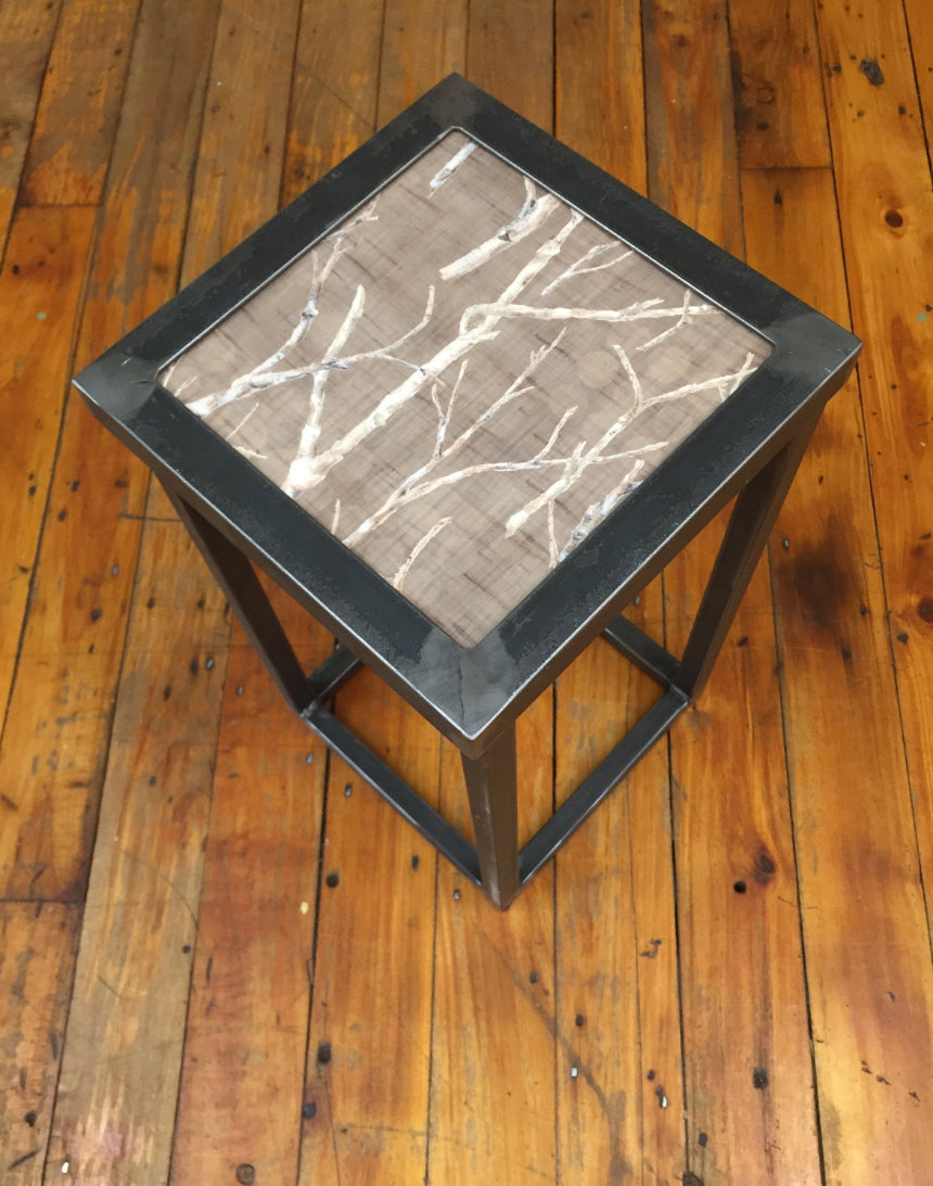 Janna Ugone &amp; Co Steel Tables Square Steel Accent Table in Twigs