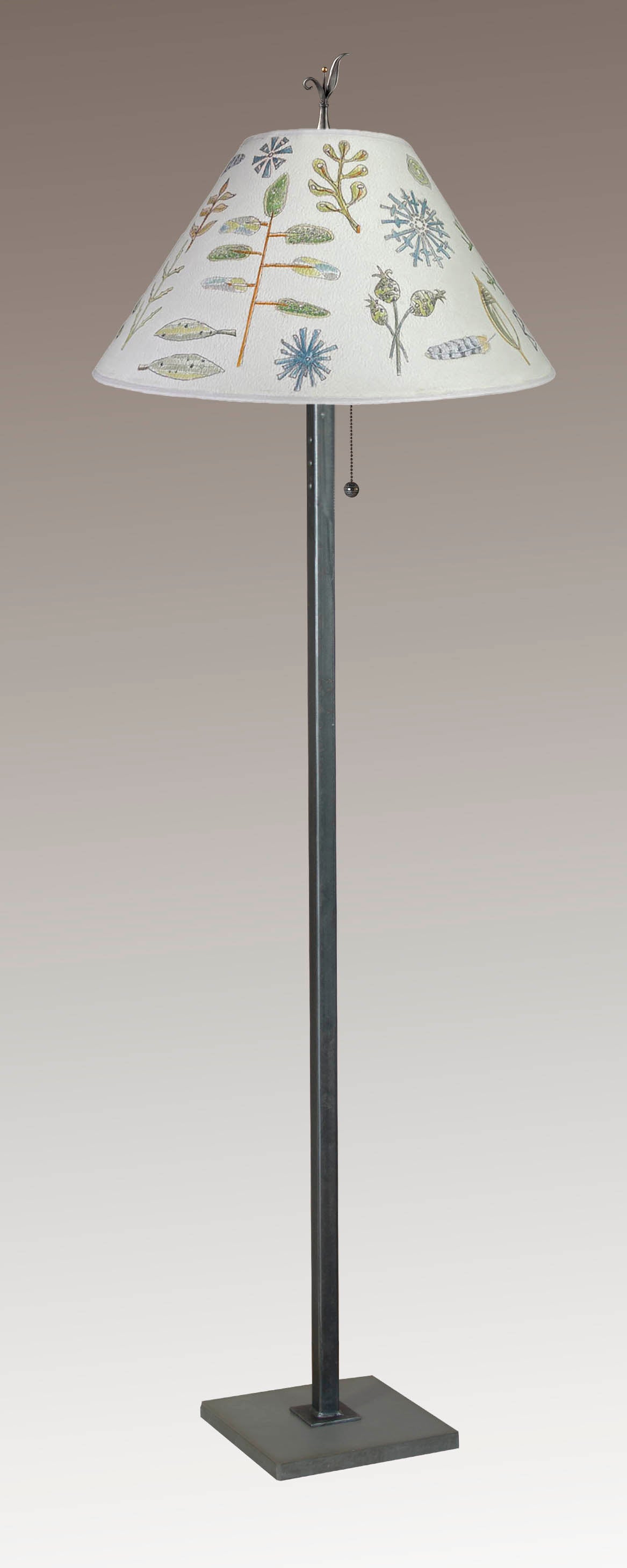 Janna Ugone & Co Floor Lamp Steel Floor Lamp with Large Conical Shade in Field Chart