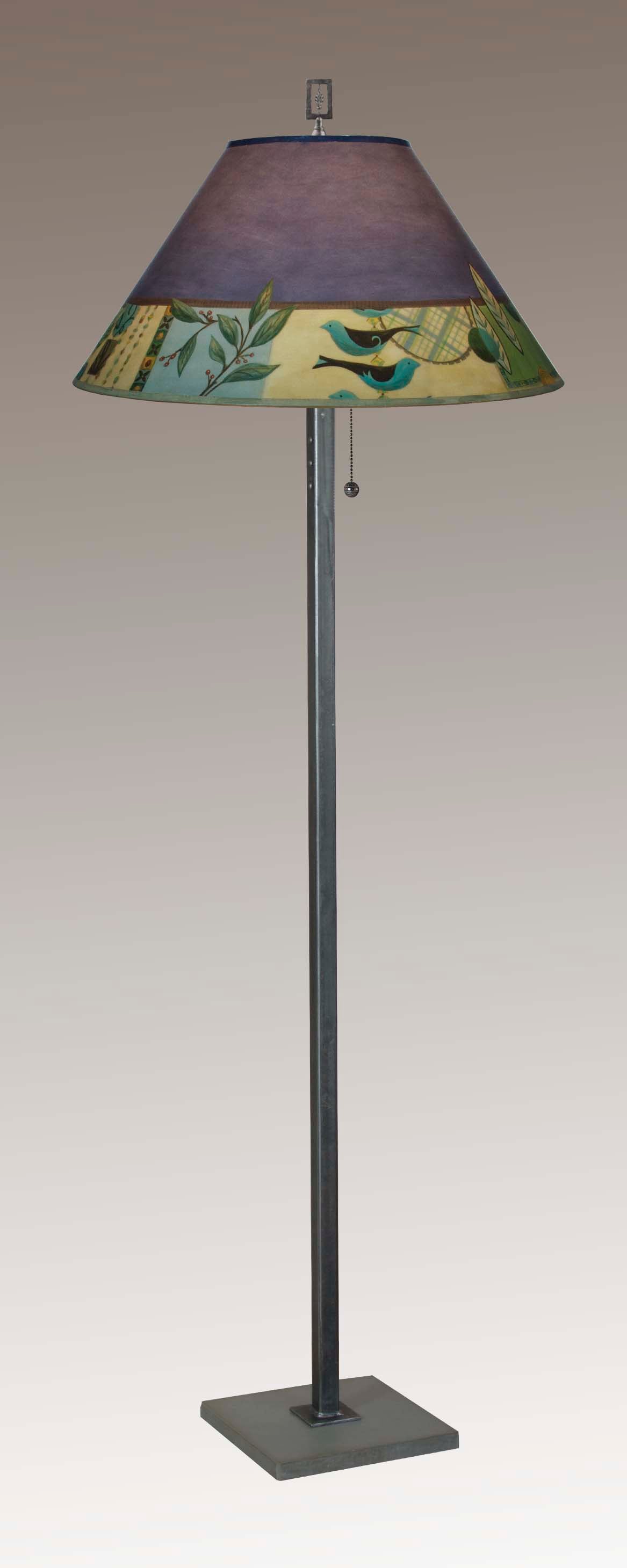 Janna Ugone &amp; Co Floor Lamp Steel Floor Lamp with Large Conical Shade in New Capri Periwinkle