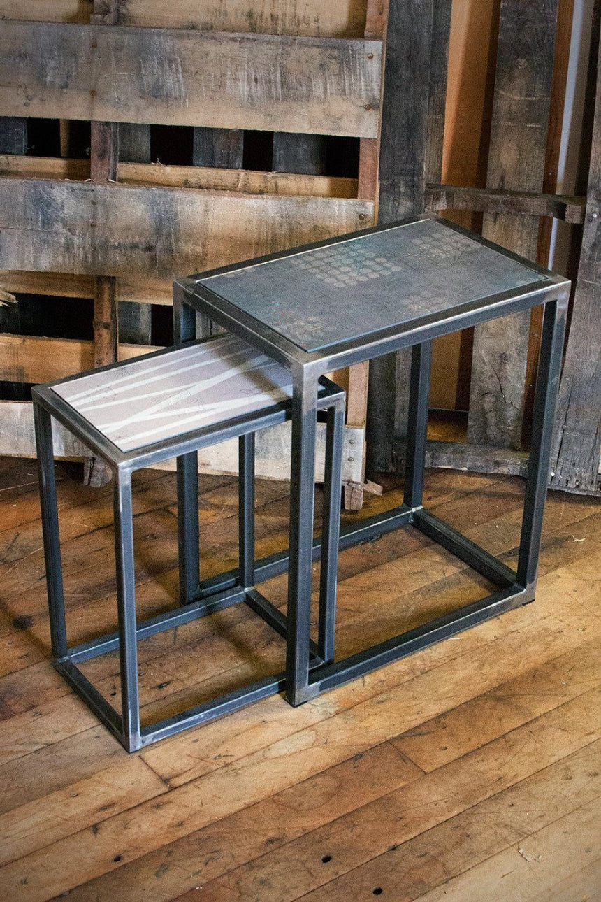 Janna Ugone &amp; Co Steel Tables Steel Nesting Table Set in Birch &amp; Graphite Journey
