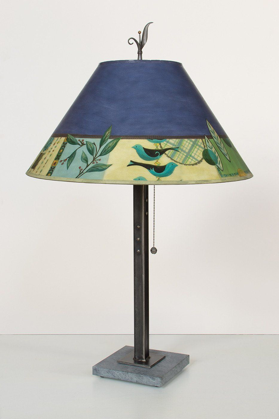 Janna Ugone & Co Table Lamps Steel Table Lamp Large Conical Shade in New Capri Periwinkle