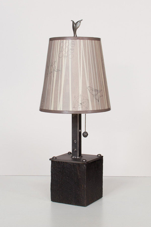 Copper Table Lamp with Small Drum Shade in Birch Lines - Janna Ugone & Co