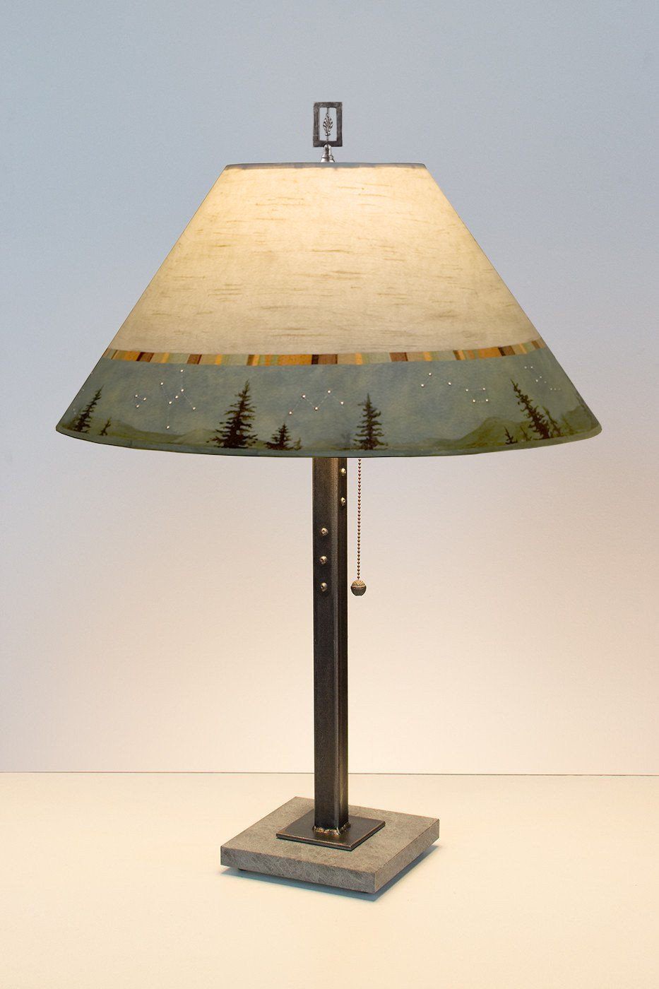 Janna Ugone &amp; Co Table Lamps Steel Table Lamp with Large Conical Shade in Birch Midnight