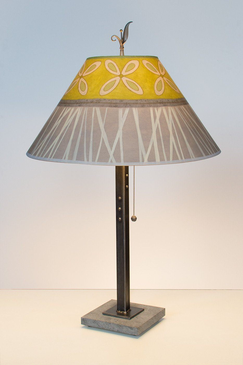 Janna Ugone & Co Table Lamps Steel Table Lamp with Large Conical Shade in Kiwi