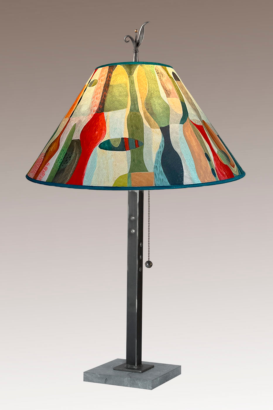 Janna Ugone &amp; Co Table Lamp Steel Table Lamp with Large Conical Shade in Riviera in Poppy