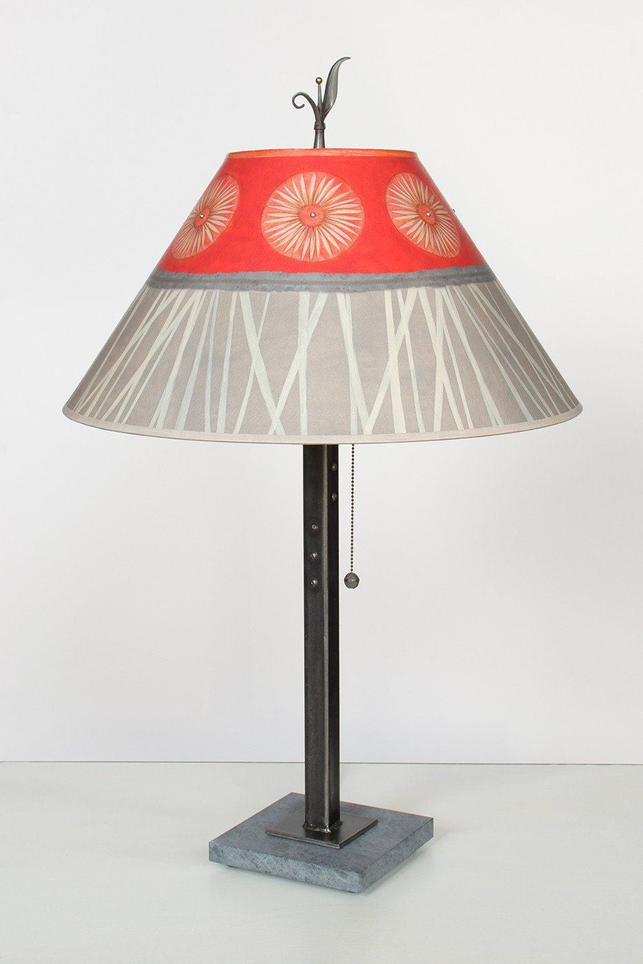 Janna Ugone & Co Table Lamps Steel Table Lamp with Large Conical Shade in Tang