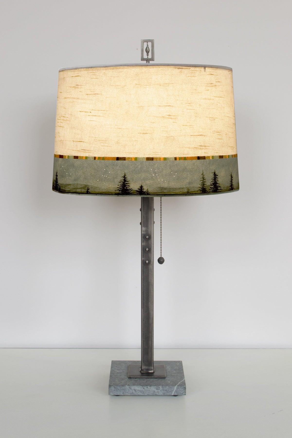 Janna Ugone &amp; Co Table Lamps Steel Table Lamp with Large Drum Shade in Birch Midnight