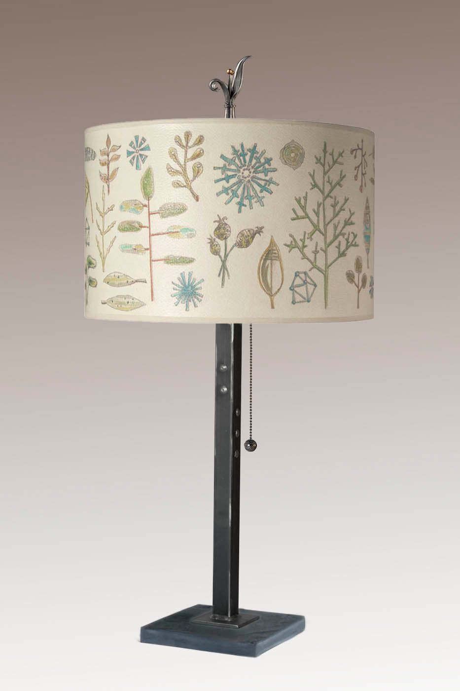 Janna Ugone & Co Table Lamp Steel Table Lamp with Large Drum Shade in Field Chart