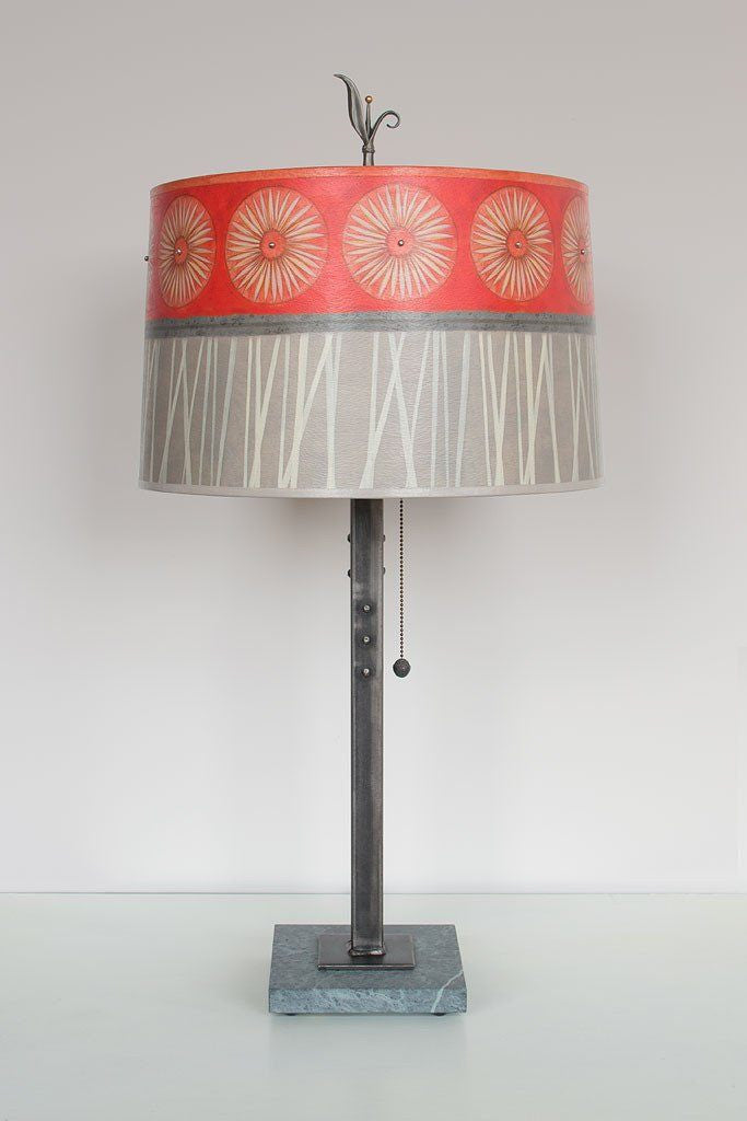Janna Ugone &amp; Co Table Lamps Steel Table Lamp with Large Drum Shade in Tang