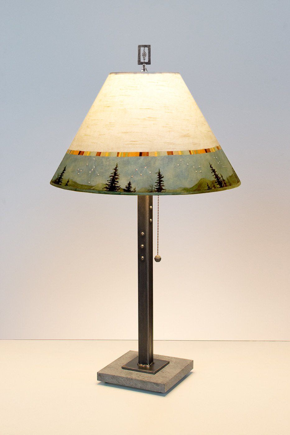 Steel Table Lamp with Medium Conical Shade in Birch Midnight