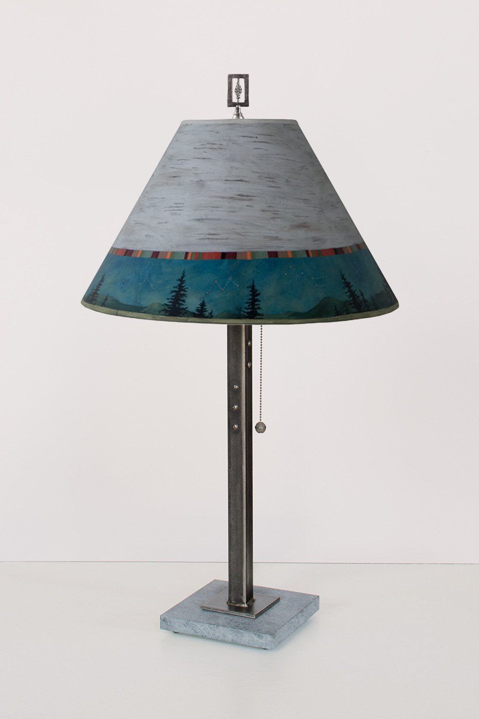 Janna Ugone &amp; Co Table Lamps Steel Table Lamp with Medium Conical Shade in Birch Midnight