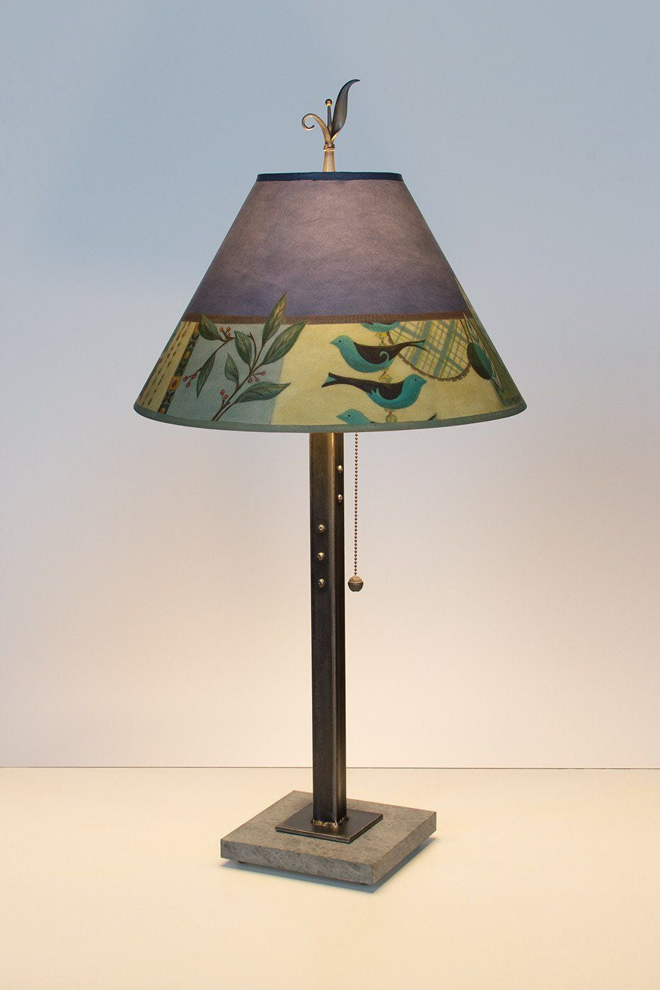 Janna Ugone & Co Table Lamps Steel Table Lamp with Medium Conical Shade in New Capri Periwinkle