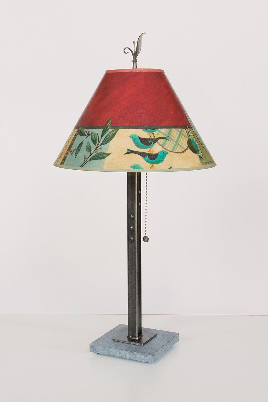 Janna Ugone &amp; Co Table Lamps Steel Table Lamp with Medium Conical Shade in New Capri