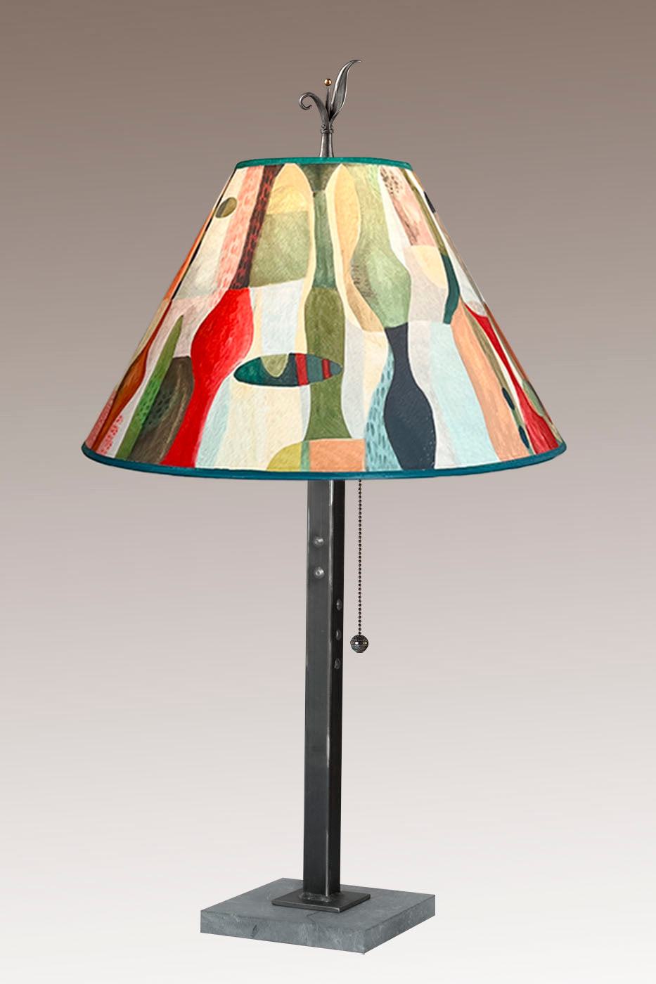 Janna Ugone &amp; Co Table Lamp Steel Table Lamp with Medium Conical Shade in Riviera in Poppy