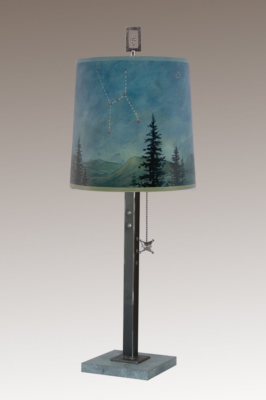 Janna Ugone &amp; Co Table Lamps Steel Table Lamp with Medium Drum Shade in Midnight Sky