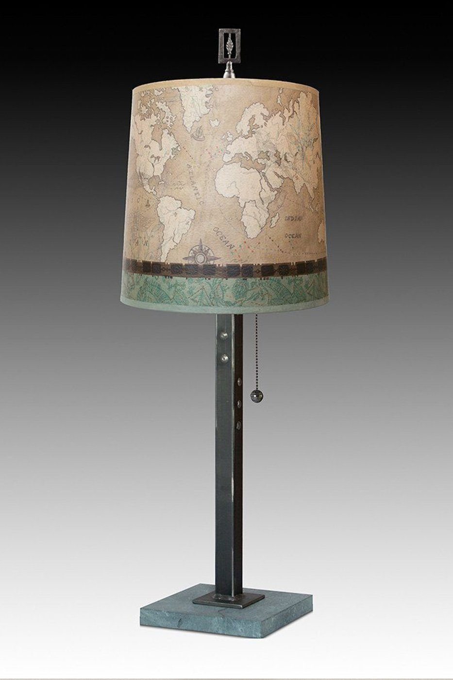 Janna Ugone &amp; Co Table Lamps Steel Table Lamp with Medium Drum Shade in Voyages
