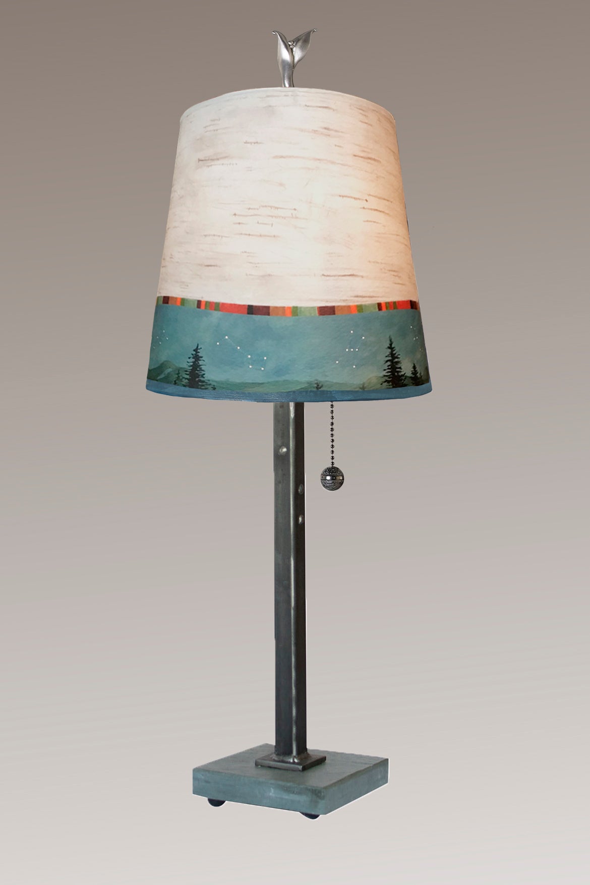 Janna Ugone &amp; Co Table Lamps Steel Table Lamp with Small Drum Shade in Birch Midnight