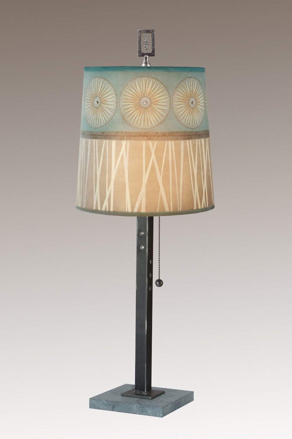 Steel Table Lamp with Small Drum Shade in Pool