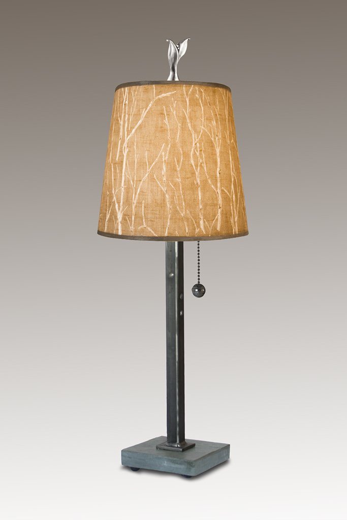 Janna Ugone &amp; Co Table Lamps Steel Table Lamp with Small Drum Shade in Twigs
