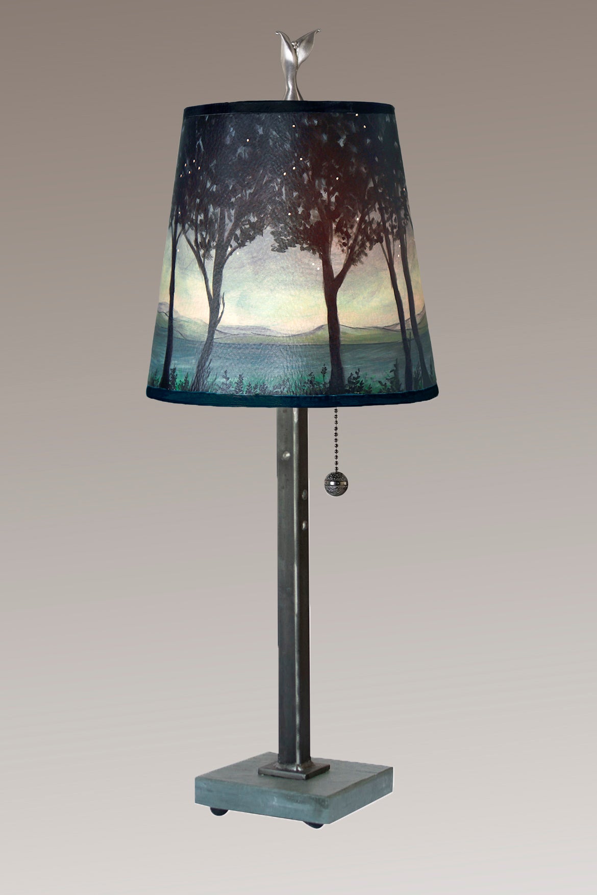 Steel Table Lamp with Small Drum Shade in Twilight