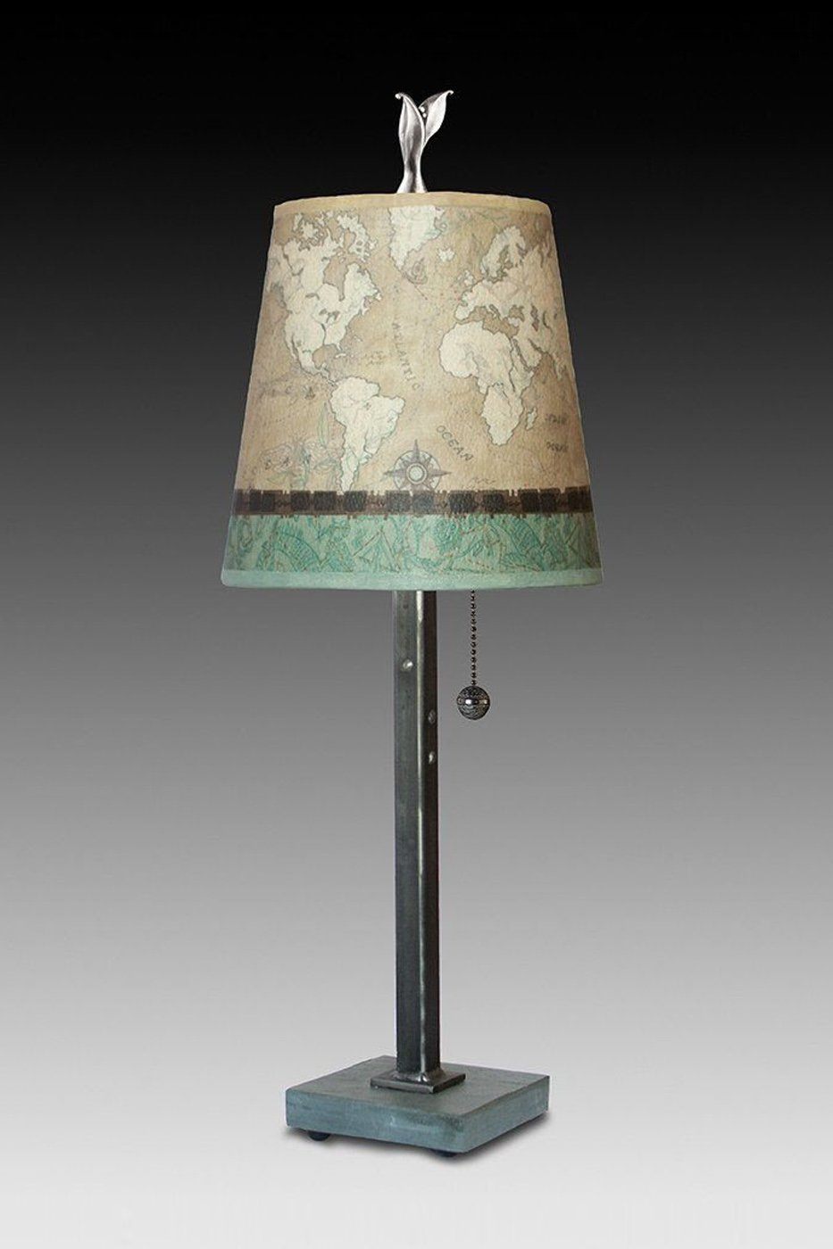 Steel Table Lamp with Small Drum Shade in Voyages