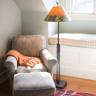 Copper Table Lamp with Large Conical Ceramic Shade in Shade in June Street Border