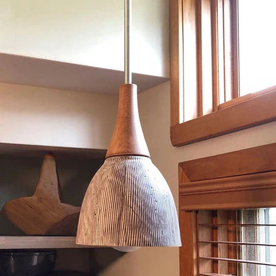 Copper Table Lamp with Large Conical Ceramic Shade in Shade in June Street Border