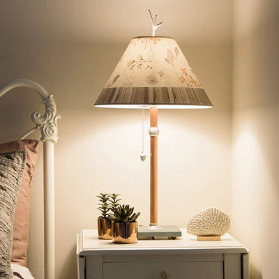 Copper Table Lamp with Large Conical Ceramic Shade in Shade in June Street Border