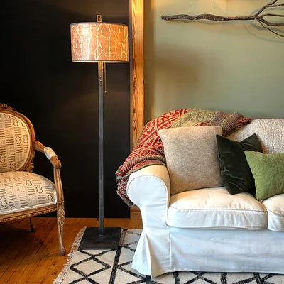 Copper Table Lamp with Large Conical Ceramic Shade in Shade in June Street Border