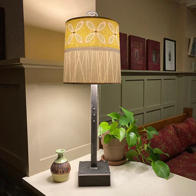 Copper Table Lamp with Large Conical Ceramic Shade in Shade in June Street Border