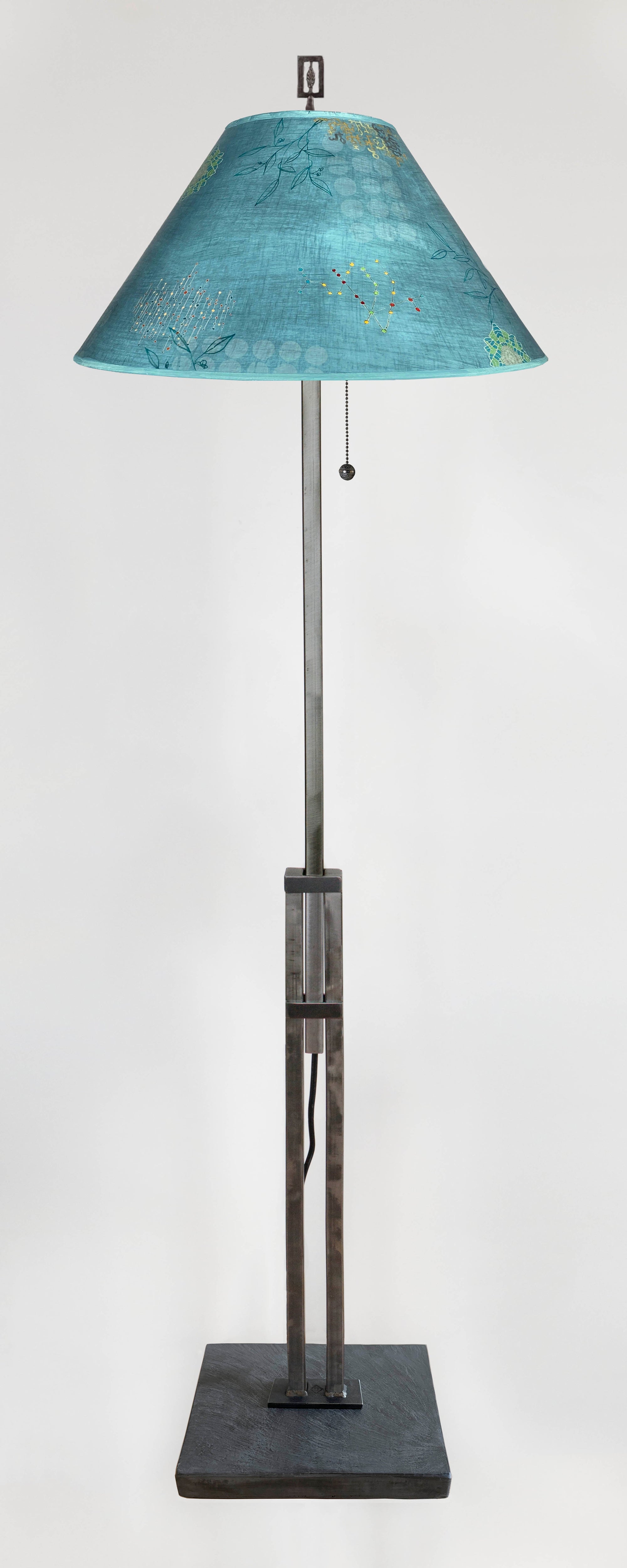 Janna Ugone & Co Floor Lamp Adjustable-Height Steel Floor Lamp with Large Conical Shade in Journeys in Jasper