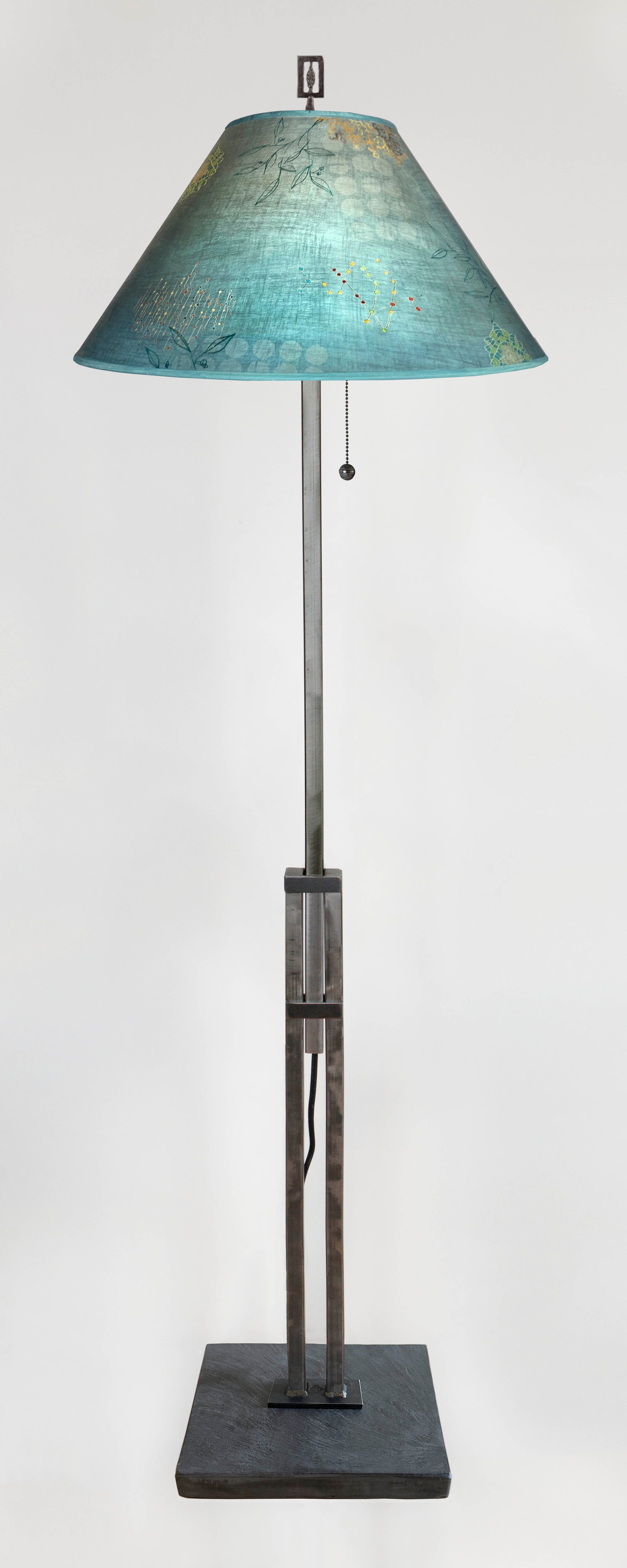 Janna Ugone & Co Floor Lamp Adjustable-Height Steel Floor Lamp with Large Conical Shade in Journeys in Jasper