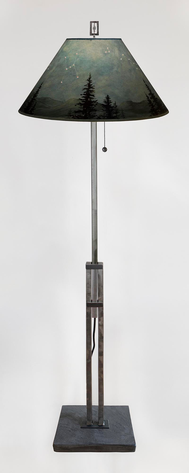 Janna Ugone & Co Floor Lamps Adjustable-Height Steel Floor Lamp with Large Conical Shade in Midnight Sky