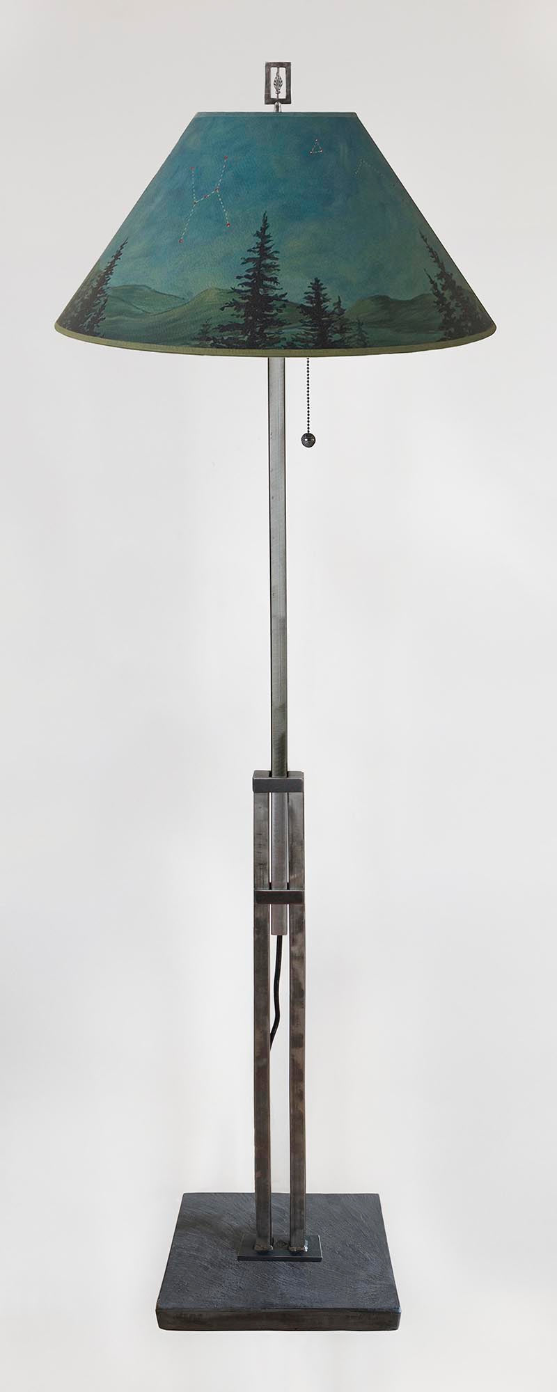 Janna Ugone & Co Floor Lamps Adjustable-Height Steel Floor Lamp with Large Conical Shade in Midnight Sky