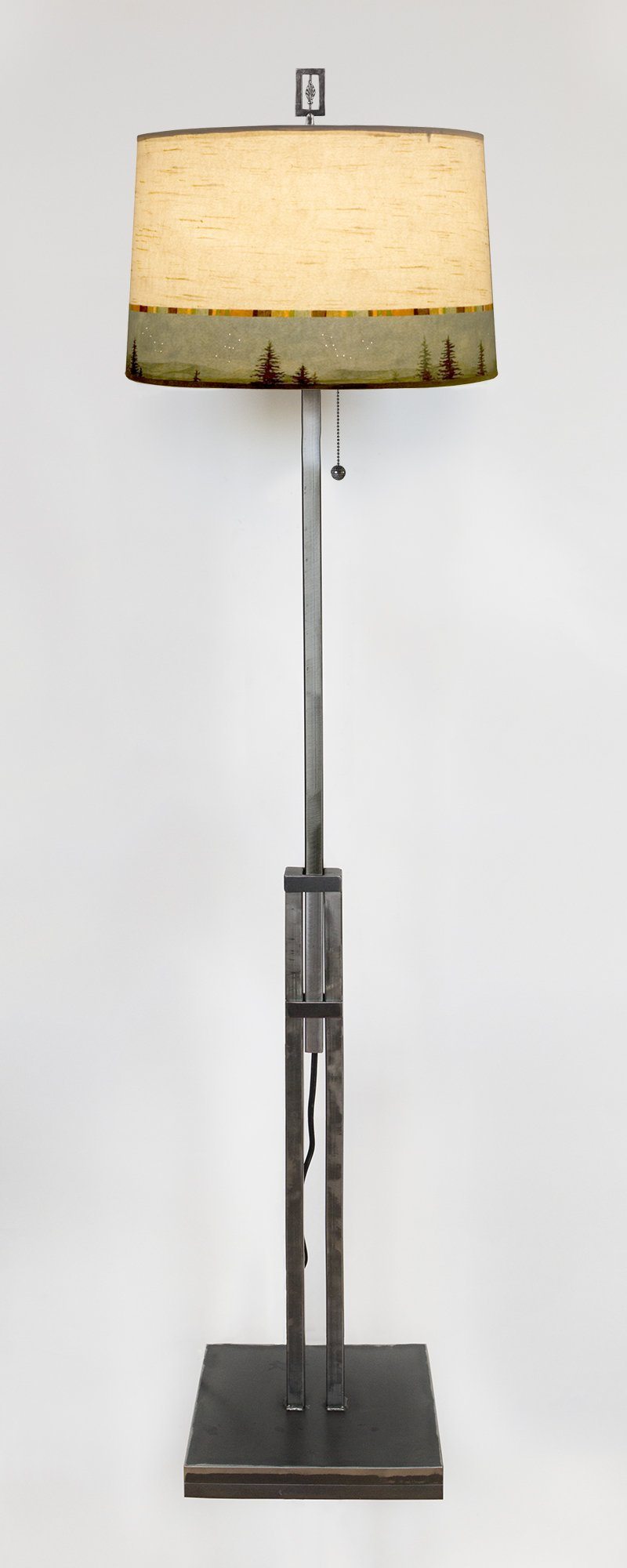 Janna Ugone & Co Floor Lamps Adjustable-Height Steel Floor Lamp with Large Drum Shade in Birch Midnight