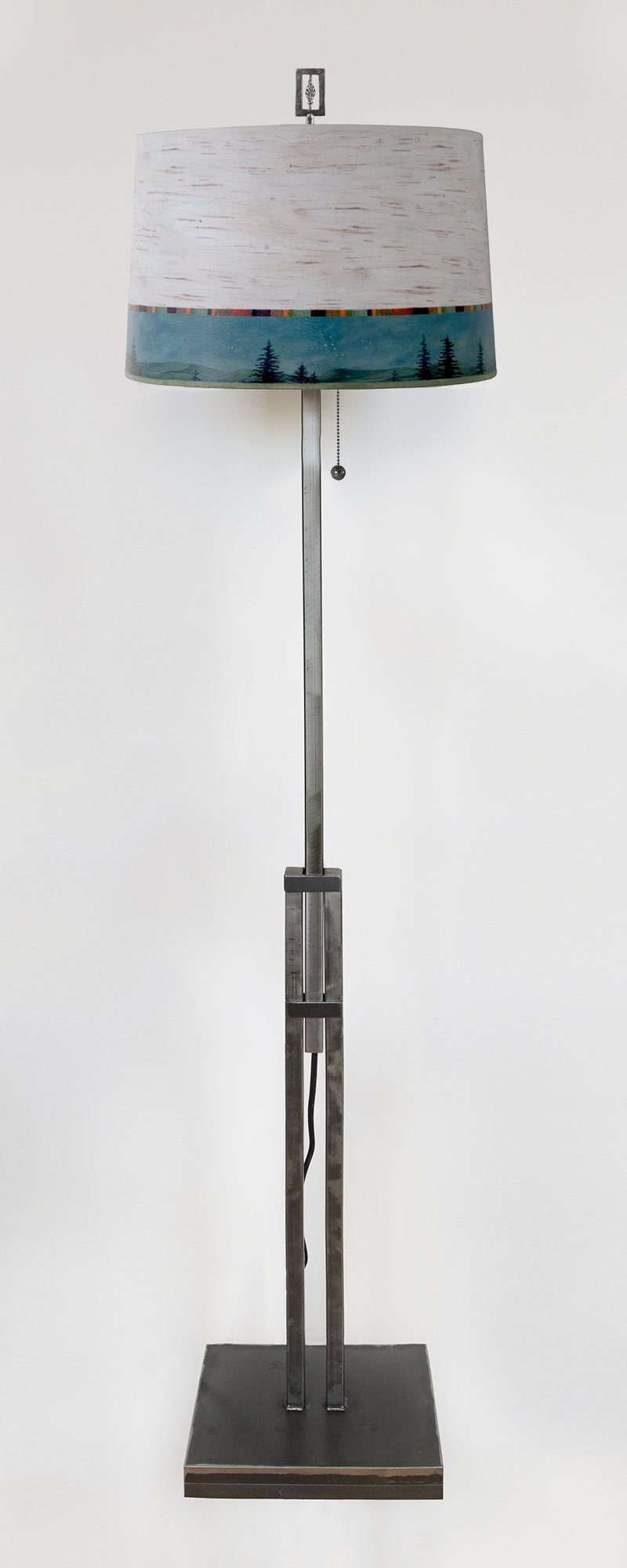 Janna Ugone & Co Floor Lamps Adjustable-Height Steel Floor Lamp with Large Drum Shade in Birch Midnight