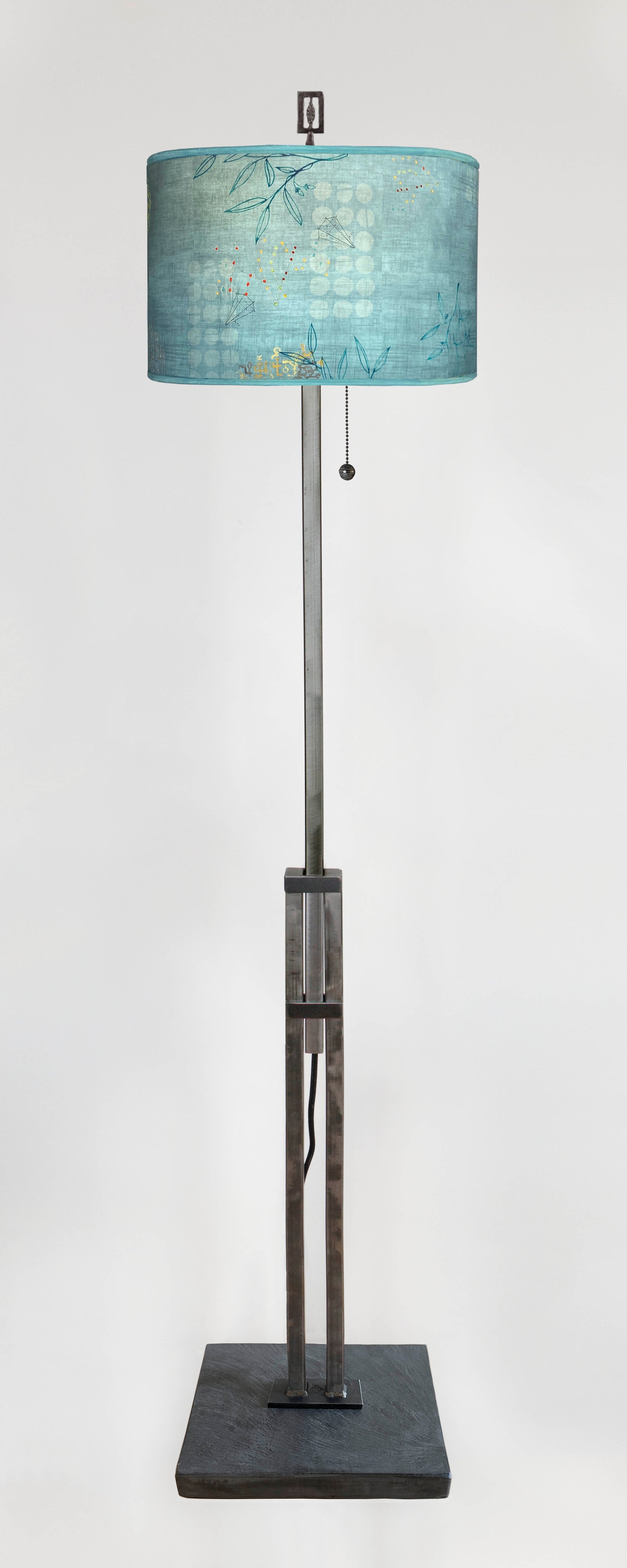 Janna Ugone & Co Floor Lamp Adjustable-Height Steel Floor Lamp with Large Drum Shade in Journeys in Jasper