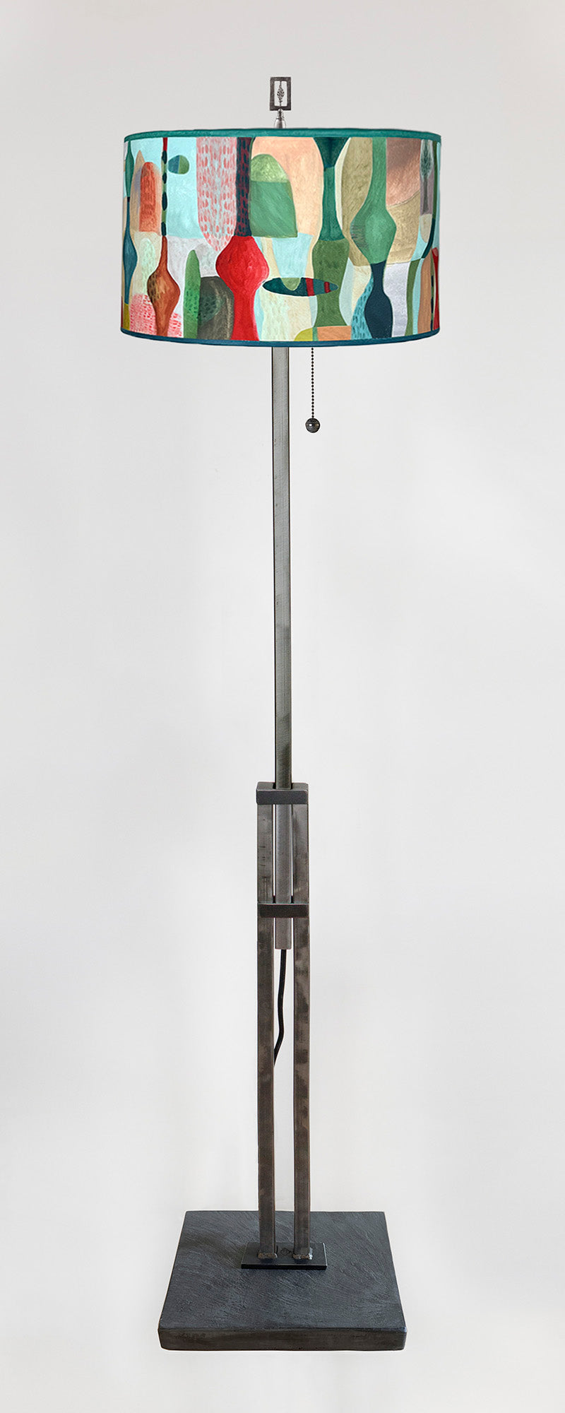 Janna Ugone & Co Floor Lamp Adjustable-Height Steel Floor Lamp with Large Drum Shade in Riviera in Poppy