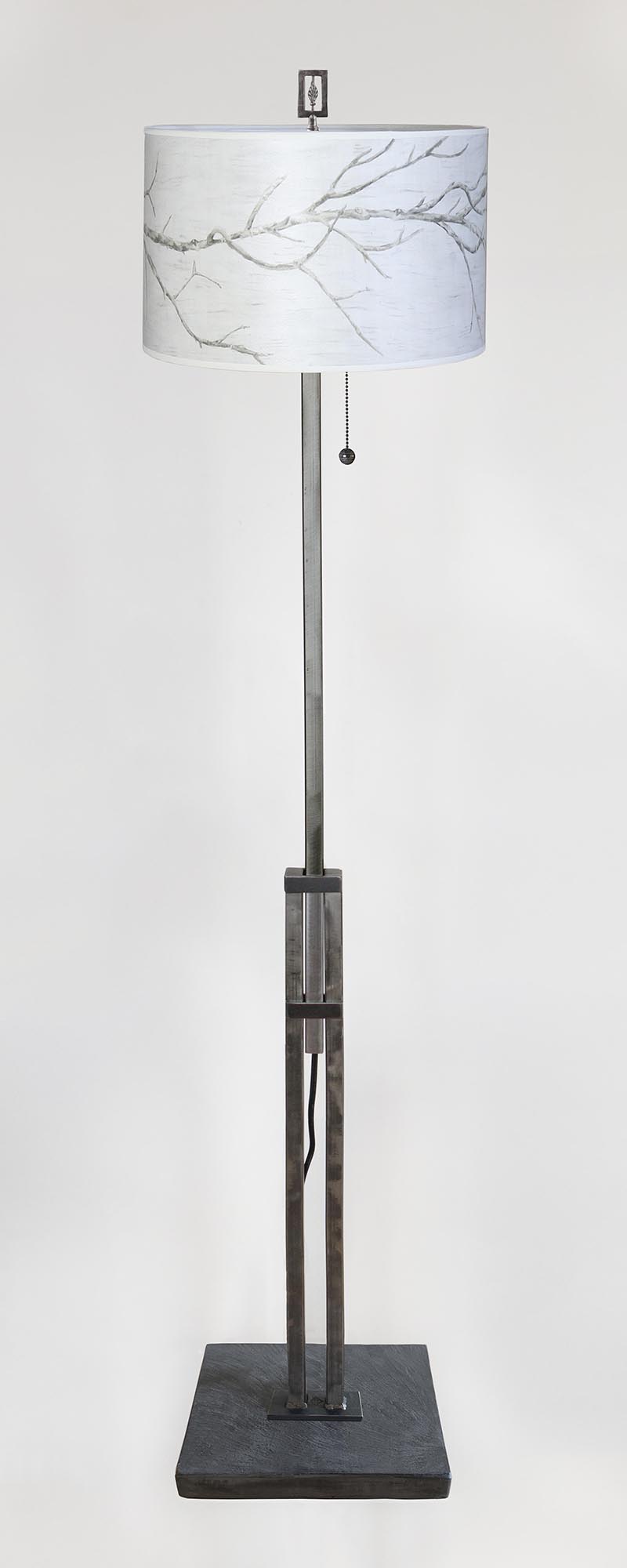 Janna Ugone & Co Floor Lamps Adjustable-Height Steel Floor Lamp with Large Drum Shade in Sweeping Branch