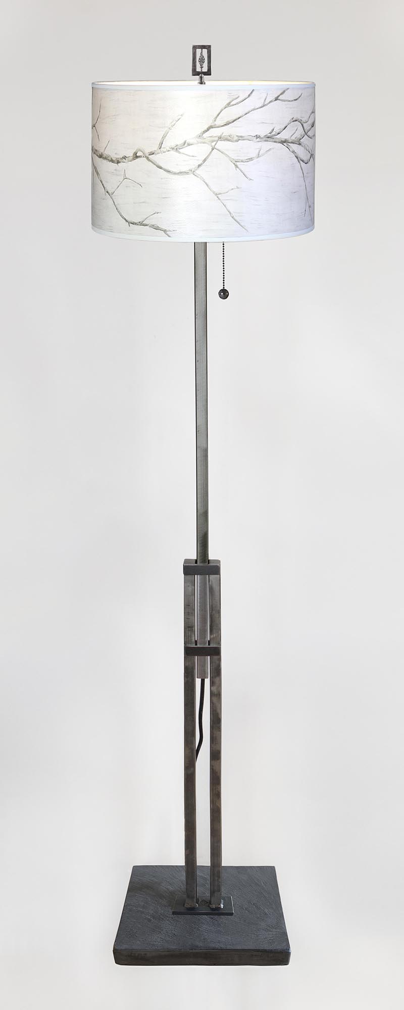 Janna Ugone & Co Floor Lamps Adjustable-Height Steel Floor Lamp with Large Drum Shade in Sweeping Branch