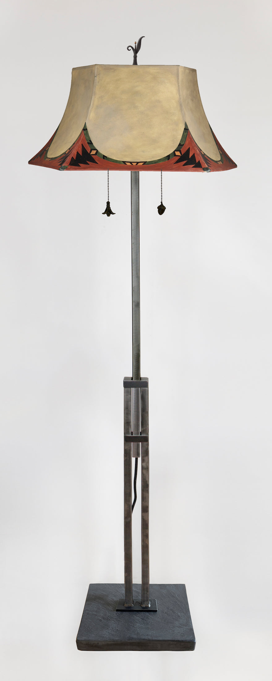 Janna Ugone & Co Floor Lamps Adjustable-Height Steel Floor Lamp with Large Hexagonal Shade in Sundance Woven