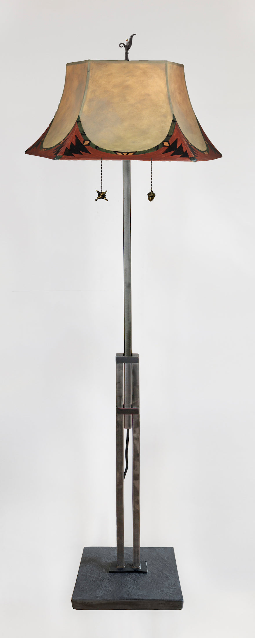 Janna Ugone & Co Floor Lamps Adjustable-Height Steel Floor Lamp with Large Hexagonal Shade in Sundance Woven