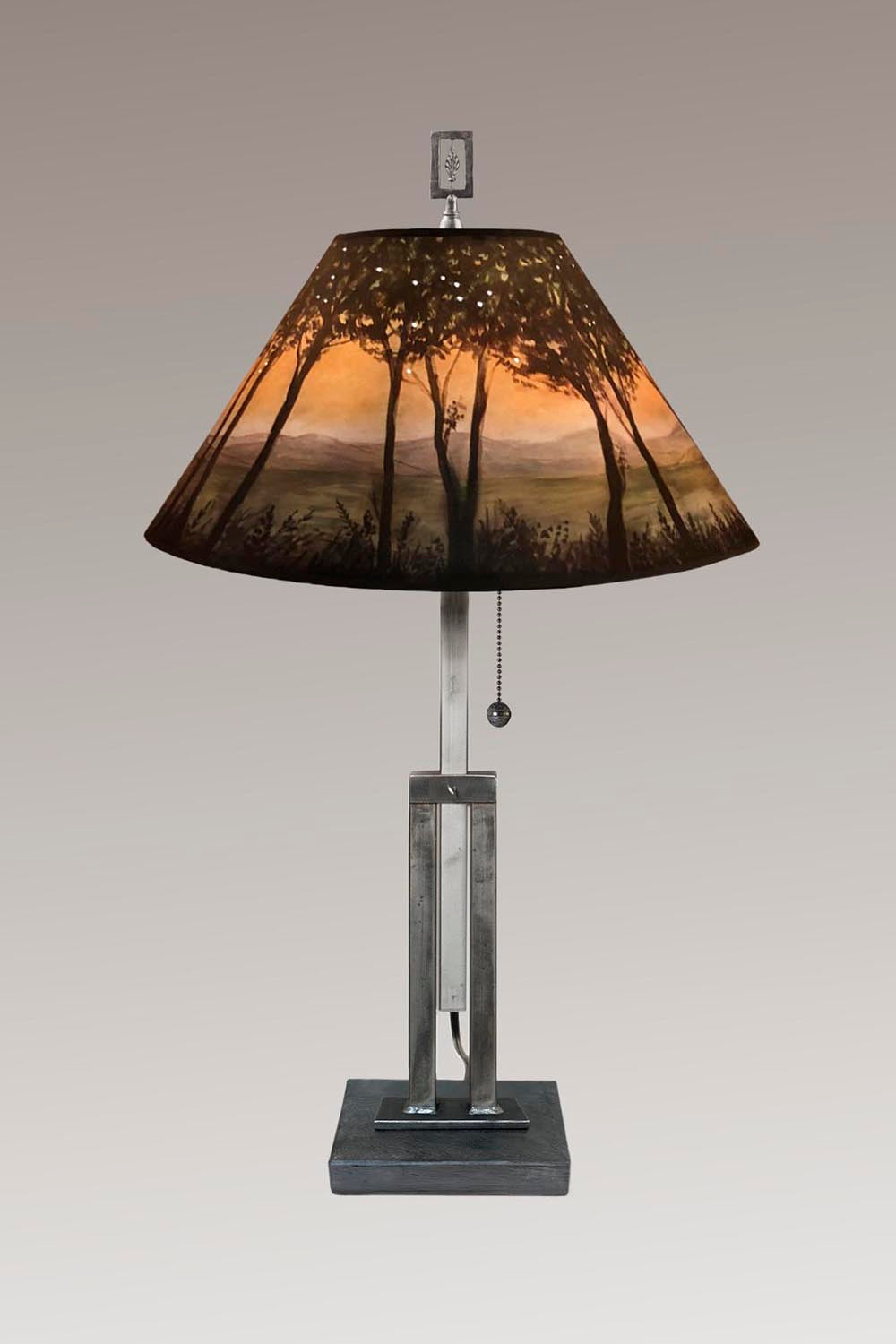 Adjustable-Height Steel Table Lamp with Large Conical Shade in Dawn